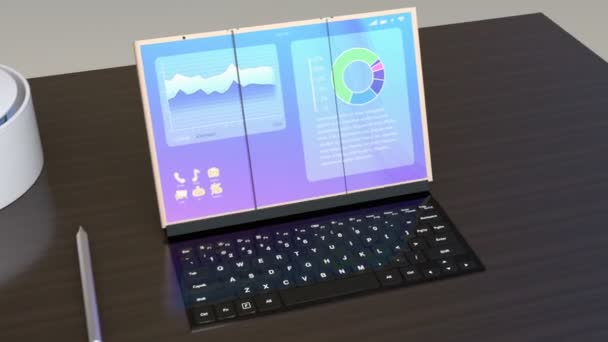Demostración de teléfono inteligente plegable transformarse en una tableta PC — Vídeo de stock