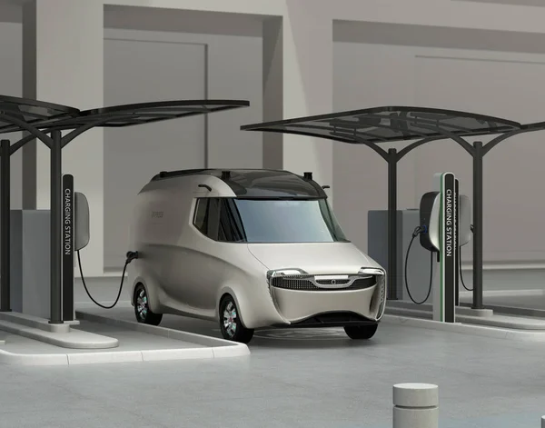 Delivery van in charging station