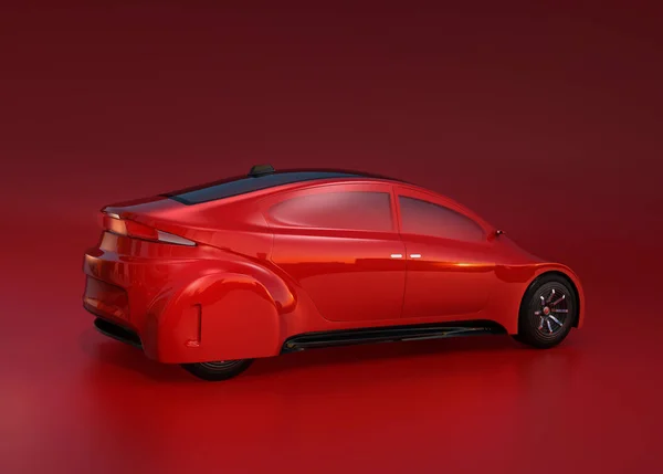 Rückansicht eines roten autonomen Fahrzeugs auf rotem Hintergrund — Stockfoto