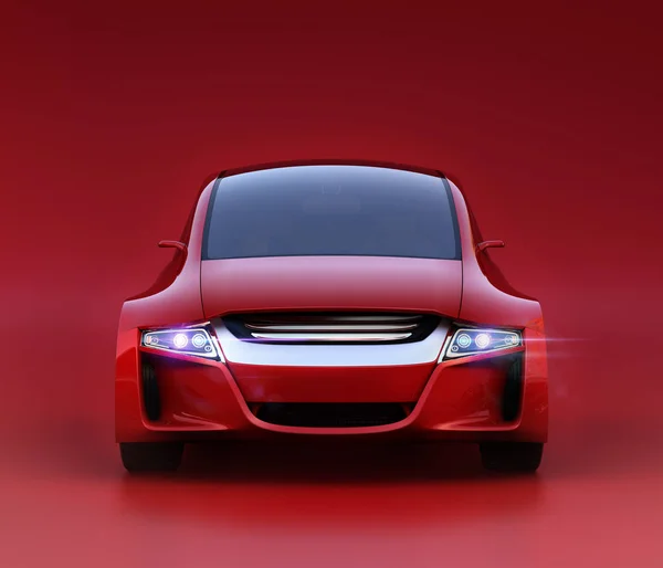 Front view of red autonomous vehicle on red background — Stock Photo, Image