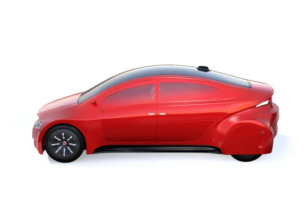 Seitenansicht des roten autonomen Fahrzeugs isoliert auf weißem Hintergrund — Stockfoto