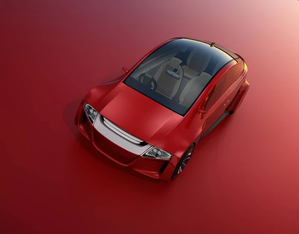 Autonomes metallisch rotes Fahrzeug auf dunkelrotem Hintergrund — Stockfoto