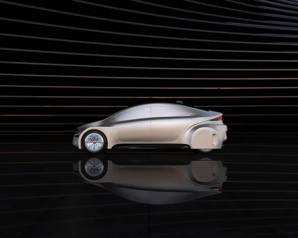Vista laterale di auto argento self-driving su sfondo astratto — Foto Stock