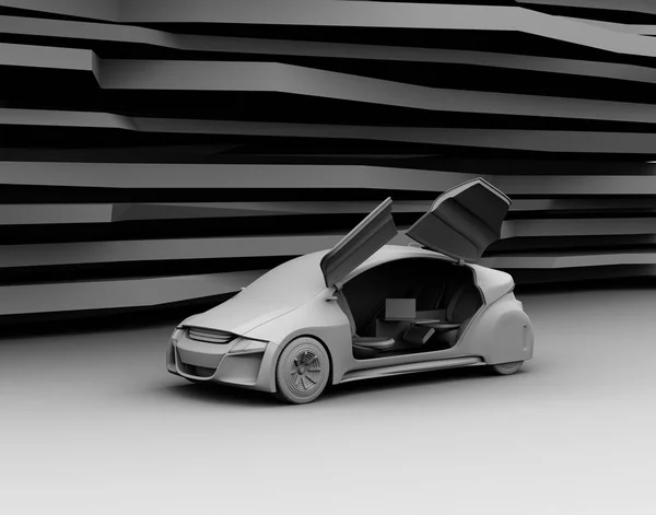 Clay model rendering van zelf-rijdende auto op abstracte achtergrond — Stockfoto