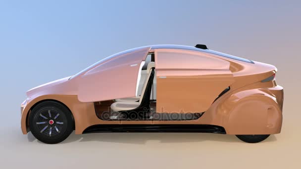 Champagne gouden autonome auto op verloop achtergrond — Stockvideo