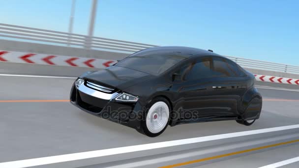 Черный автономный автомобиль на шоссе — стоковое видео