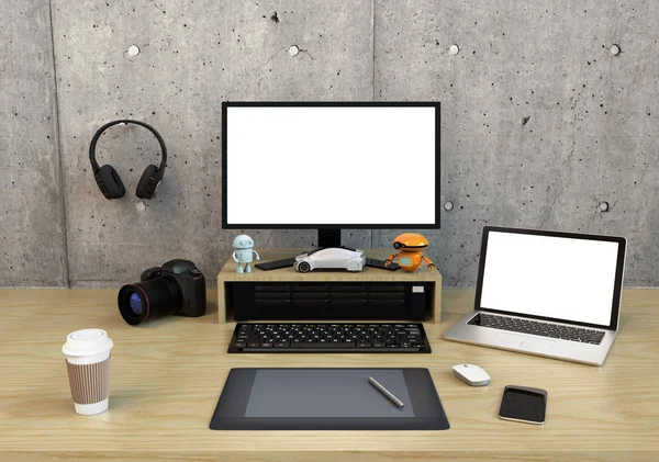 Vorderseite des Desktops des Grafikdesigners — Stockfoto