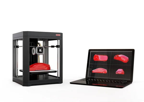 3D-Drucker und Laptop-Computer — Stockfoto