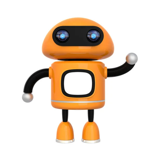 白い背景に分離されたかわいいオレンジ色のロボット — ストック写真