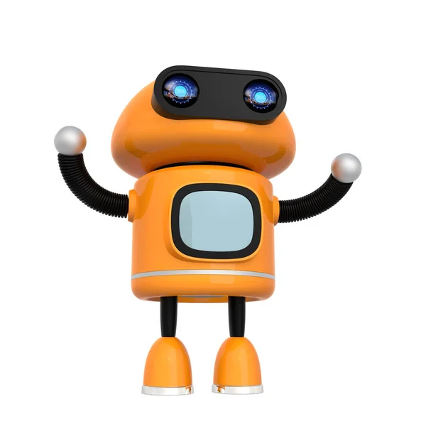Χαριτωμένο πορτοκαλί ρομπότ που απομονώνονται σε λευκό φόντο — Φωτογραφία Αρχείου