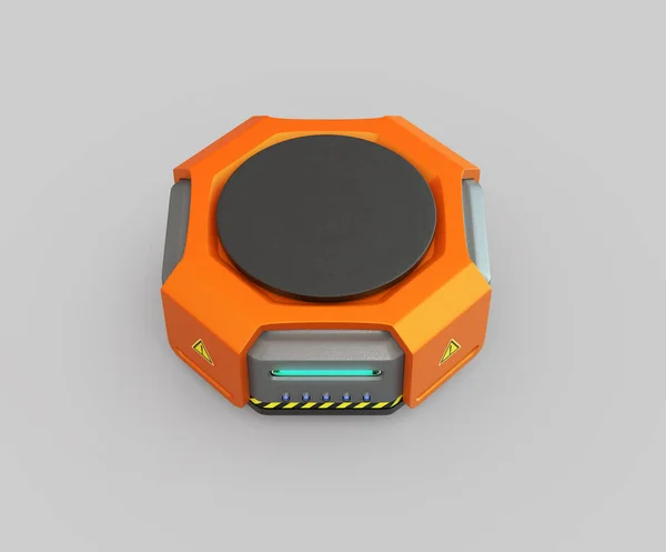 灰色の背景にオレンジ色の倉庫ロボット — ストック写真