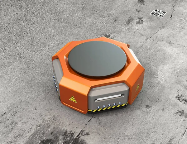 A beton alapon narancs raktár robot — Stock Fotó