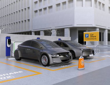 Paylaşım için özerk araç park yerinde