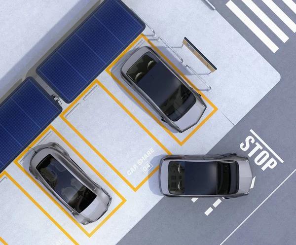 Aerial view of parking lot for car sharing business — Stock Photo, Image