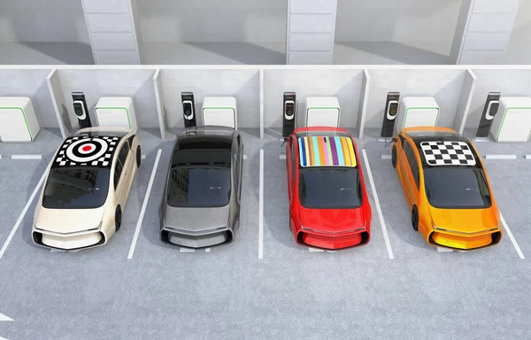 Elektrische auto opladen op Ev laadstation — Stockfoto