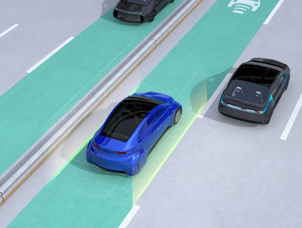 Lane keeping assist function concept for autonomous vehicle — Stock Photo, Image