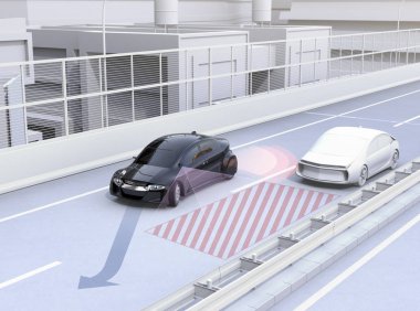 Yan görünümü yardımcı sistem kaçının trafik kazası şerit değiştirirken