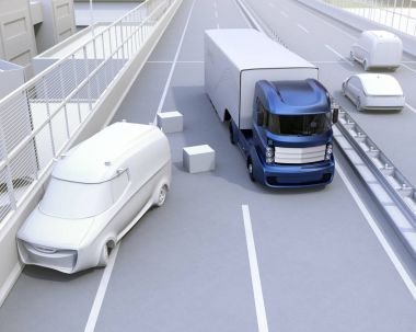 Özerk araba lane hızlı bir trafik kazası önlemek için değiştirme