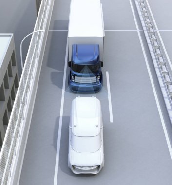 Ticari kamyon için otomatik frenleme sistemi kavramı