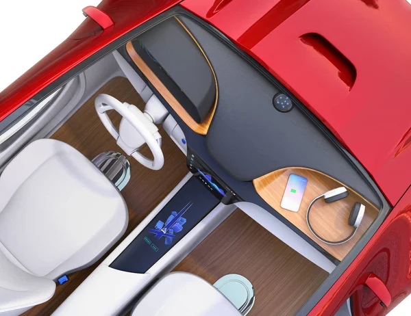 Bovenaanzicht van de elektrische auto-interieur — Stockfoto