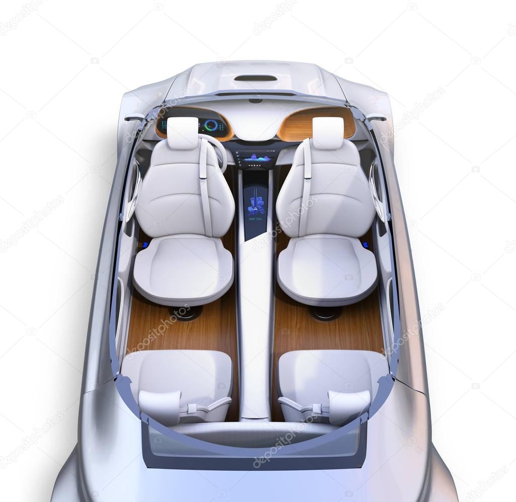 Cutaway autonomous car's interior