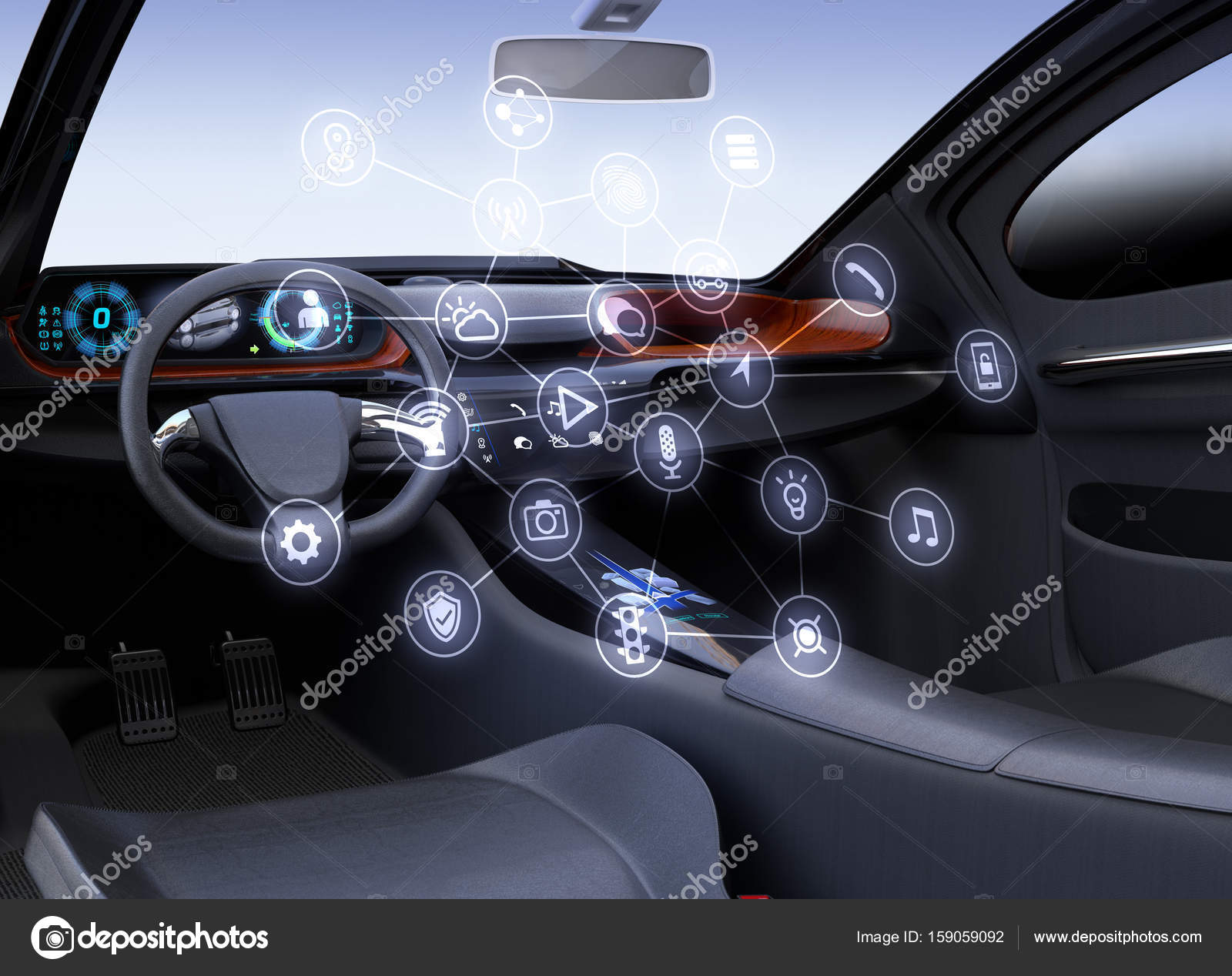 Vue Face Compteur Vitesse Numérique Avec Hud Sur Plateau Bois