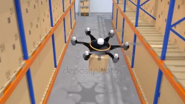 Depo robotlar ve mal taşıyan uçak
