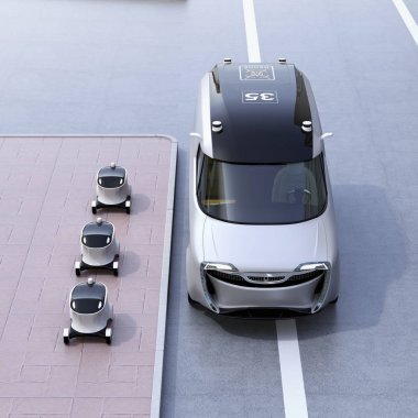 Kendi kendine sürüş teslimat robotlar ve van