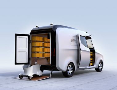 Teslimat robot üzerinde van'ın kuyruk Asansör kendi kendine sürüş