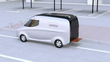 Kendi kendine sürüş teslimat robot kuyruk tarafından serbest teslim van Kaldır