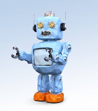Düşük Poli retro robot üzerinde gradyan arka plan izole