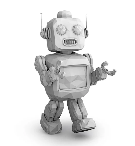 Clay model rendering van retro robot — Stockfoto