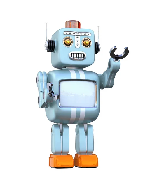 Schattig retro robot geïsoleerd op witte achtergrond — Stockfoto