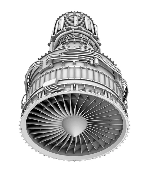 3D argila renderização do motor turbofan a jato isolado no fundo branco — Fotografia de Stock