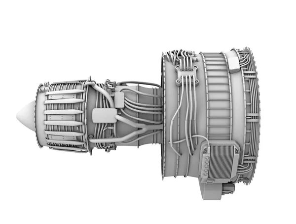3D argila renderização do motor turbofan a jato isolado no fundo branco — Fotografia de Stock