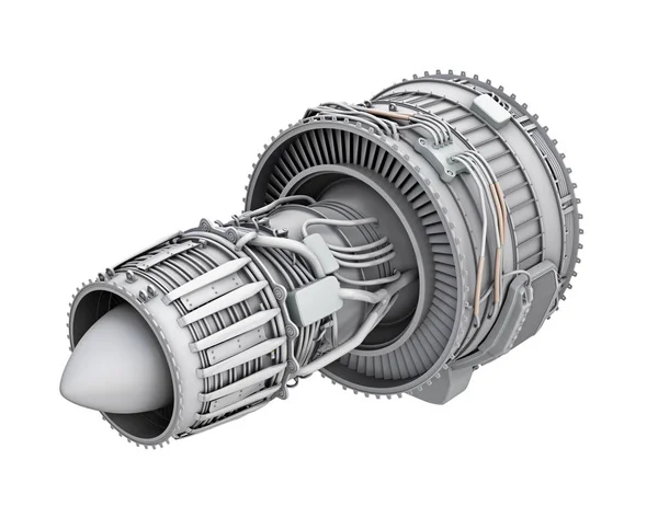 Representación de arcilla 3D del motor turbofan jet aislado sobre fondo blanco —  Fotos de Stock