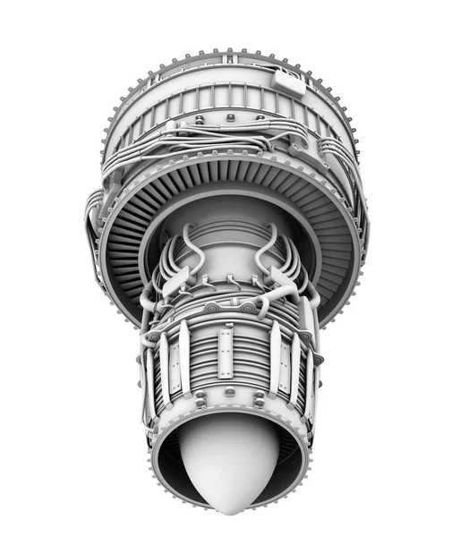 Representación de arcilla 3D del motor turbofan jet aislado sobre fondo blanco — Foto de Stock