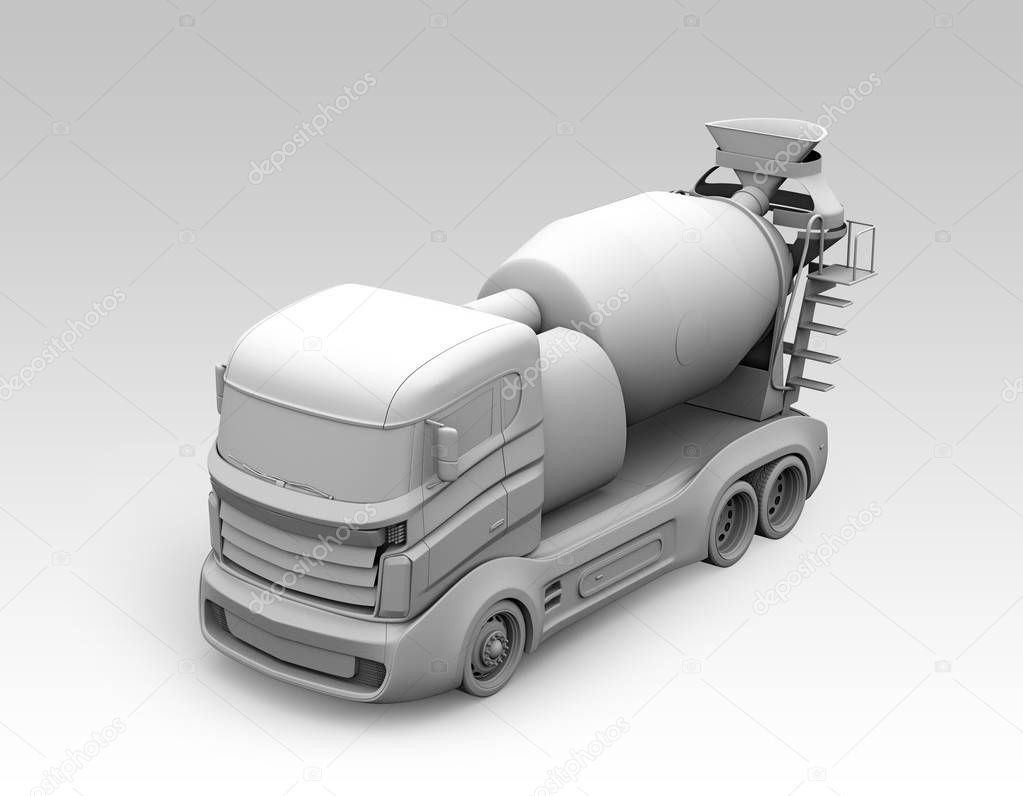 3D clay render of concrete mixer