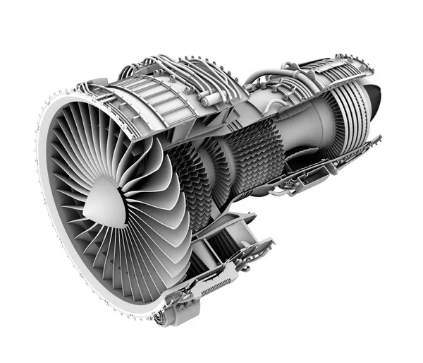 Representación de corte de arcilla 3D del motor turbofan jet aislado sobre fondo blanco —  Fotos de Stock