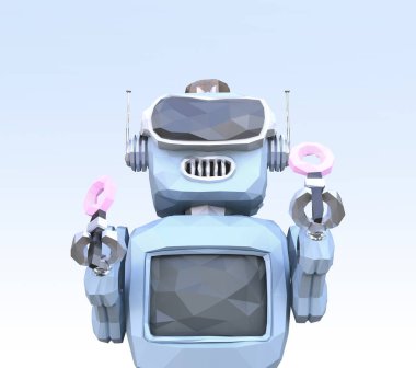 Düşük Poli tarzı retro robot VR oyun keyfi