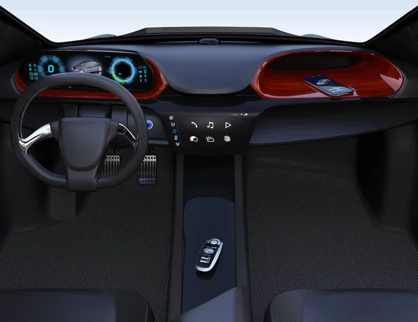 Clé de voiture intelligente sur la console centrale de la voiture électrique — Photo