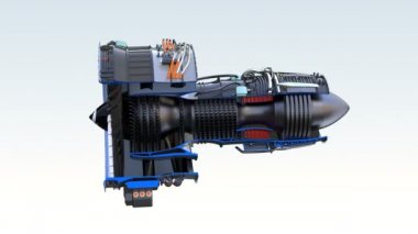 Alfa kanalı ile turbofan jet motor kesiti