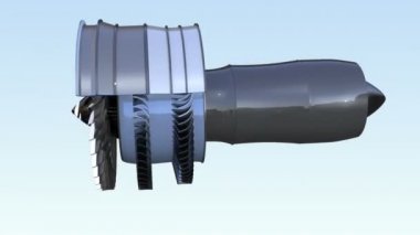 Alfa kanalı ile turbofan jet motor kesiti