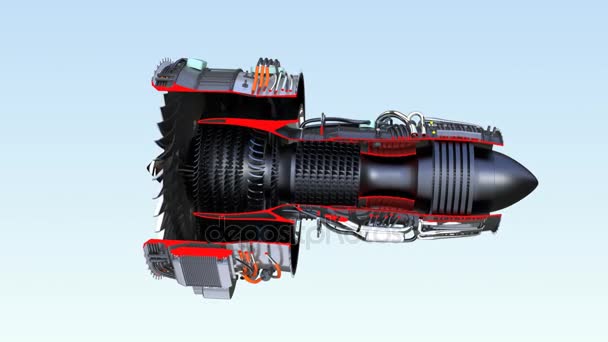 Διατομή του Jet turbofan με κανάλι άλφα — Αρχείο Βίντεο