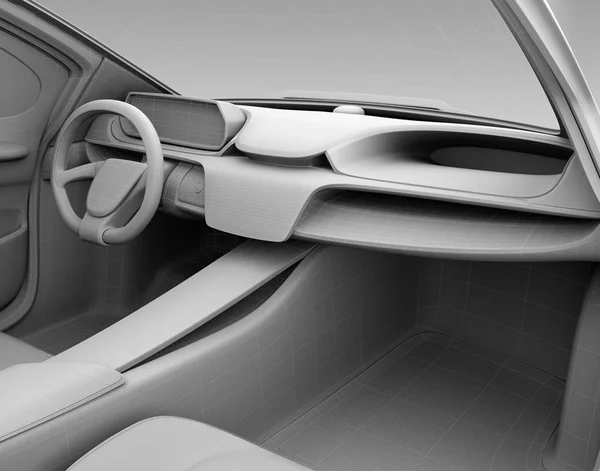 와이어 프레임에 자동차 대쉬보드의 클레이 모델 렌더링 — 스톡 사진