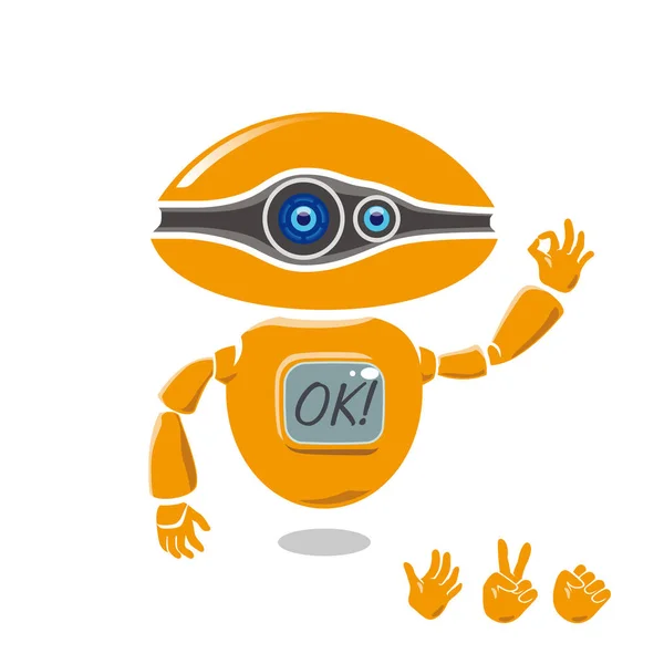 Vector orange robot is showing OK sign — Stock Vector