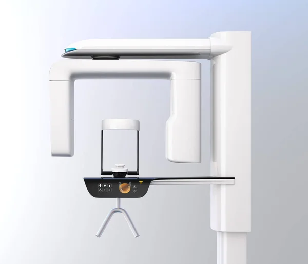 Боковой вид стоматологического рентгеновского аппарата, изолированного на градиентном фоне — стоковое фото