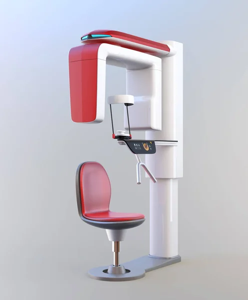Diş 3d röntgen cihazı ile hasta sandalye üzerinde gradyan arka plan izole — Stok fotoğraf