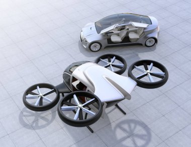 Kendi kendine sürüş araba ve yolcu yere park robot