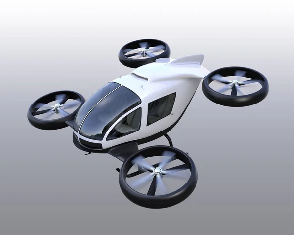 Branco drones auto-condução de passageiros isolados em fundo cinza — Fotografia de Stock